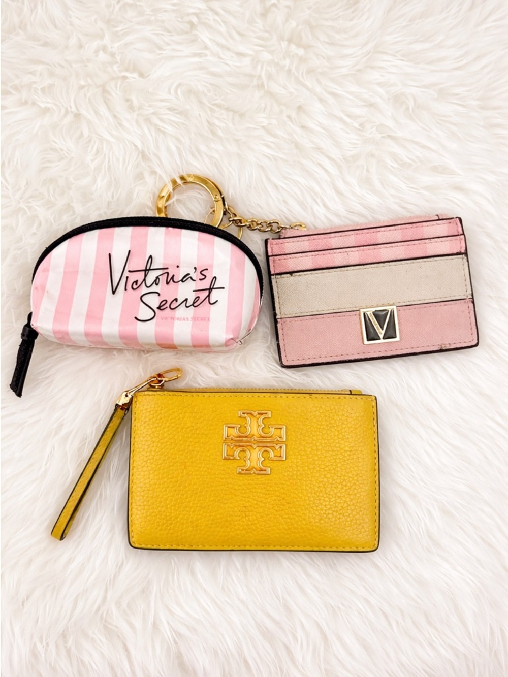 Tory Burch Yellow Leather Wristlet Card Case with Gold Logo